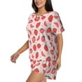 thumbnail image 2 of Rocae Strawberry for Two Piece Sleepwear Pajamas Sets for Women Soft Short-Sleeved Pjs with Lounge Shorts Small, 2 of 9