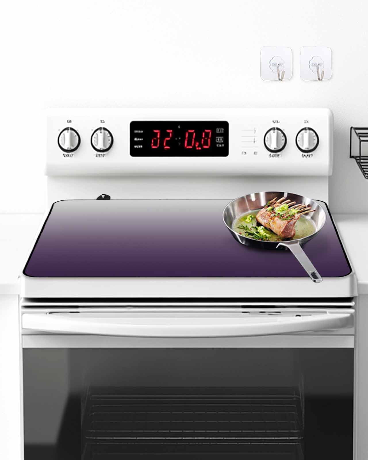 Stove Top Covers for Electric Stove, Grey Purple, Glass Stovetop Cover Protector, Gradient Ombre Modern Abstract Color Art Induction Cooktop Protector Oven Mat for Kitchen Countertop 24"x21"