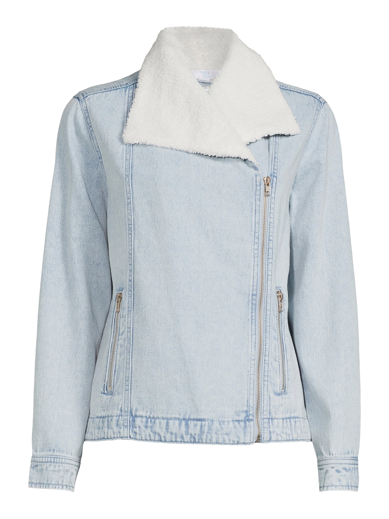 Time and Tru Women's Denim Faux Sherpa Jacket