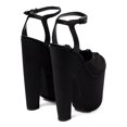 thumbnail image 3 of XYD Women Peep Toe Cutout Chunky High Heels Ankle Buckle Strap Platform Ruched Sandals Sexy Prom Evening Shoes Size 14.5 Black, 3 of 4