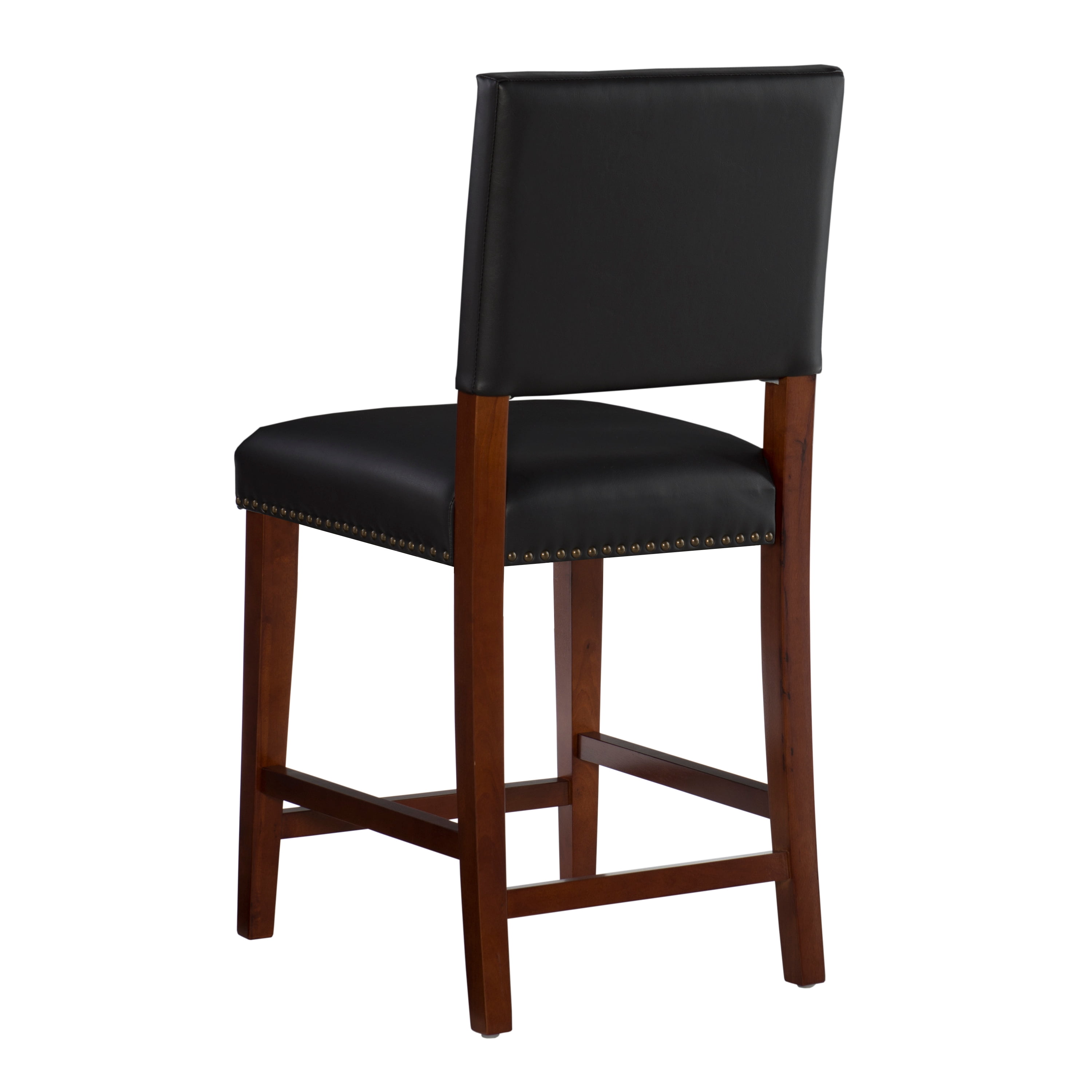 Linon Bristol 24" Indoor Wood Counter Stool, Black Faux Leather