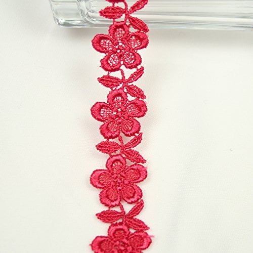 Altotux 3/4" 19 Colors Small Floral Embroidered Venice Lace Trim Guipure By 2 Yards (Red)