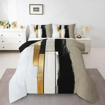 Homewish Geometric Stripes Bedding Comforter Set 2pcs for Female Men,Graffiti Splash Twin Comforter Sets Microfiber,Vintage Aesthetic Breathable Bedding Set,Lightweight Room Decor,Reversible