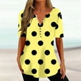 thumbnail image 2 of QATAINLAV Womens Summer Shirts 2025 Fashion Polka Dot Print Tees Shirt Oversized Loose Fit Short Sleeve Henley Shirts Casual Vacation Beach Tops Yellow S 50 Percent off Sales Today, 2 of 6