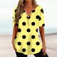 thumbnail image 4 of Tops Cortos para las Mujeres Impresas Blusas Botón Camiseta Manga Corta Cuello en V, Top de Moda para Primavera Verano, 4 of 5