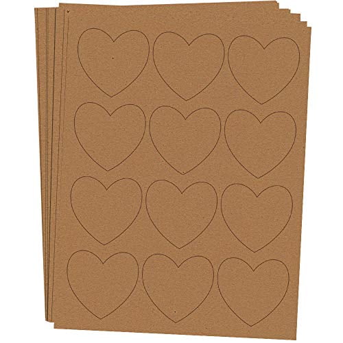 BonBon Paper Kraft Paper Heart Stickers Printable Labels for Laser/Inkjet  Paper (12 Sheets of Label Paper / 144 pc of Heart Stickers)