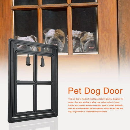 Anauto Cat Door for Screen Door,Plastic Pet Dog Puppy Cat Door Magnetic Locking Safe Flap for Screen Window Gate, Cat