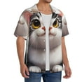 thumbnail image 2 of Xecao Cute Cartoon Kitten Men's Casual Short-sleeved Shirt, a button-up collared shirt with a pocket-3X-Large, 2 of 5