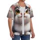 thumbnail image 2 of Balery Cute Cartoon Kitten Camisa Casual de Manga Corta con Botones para Hombre, Texturizada, Estilo Cubano, para Playa, Verano-Small, 2 of 5