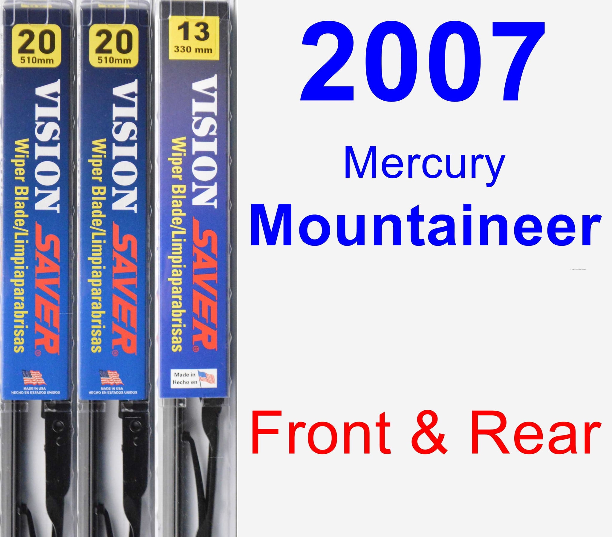 2007 Mercury Mountaineer Wiper Blade Set/Kit (Front & Rear) (3 Blades