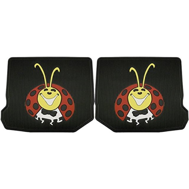 vw bug / beetle lady bug rubber floor mats, rears only, pair. help protect your interior floors