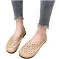 thumbnail image 2 of B91xZ Mocassins Classiques pour Femmes Largeur Grand Bout Rond Talon Bloc Chaussures, Kaki 6.5, 2 of 5