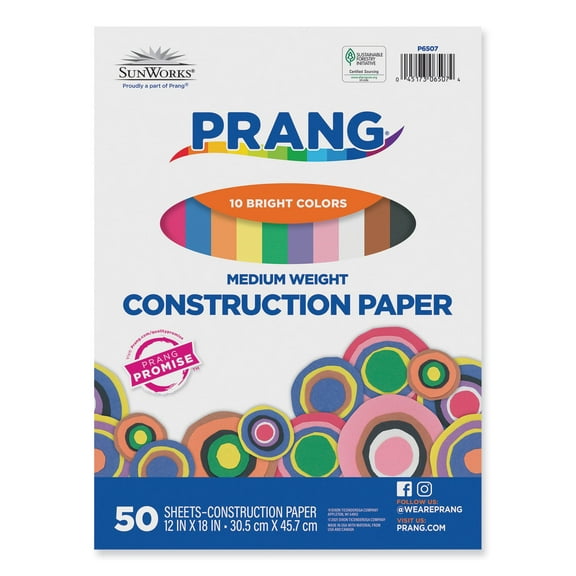 Prang 18 Inches 1 Inch Construction Paper 50 lb Assortment 50 Sheets