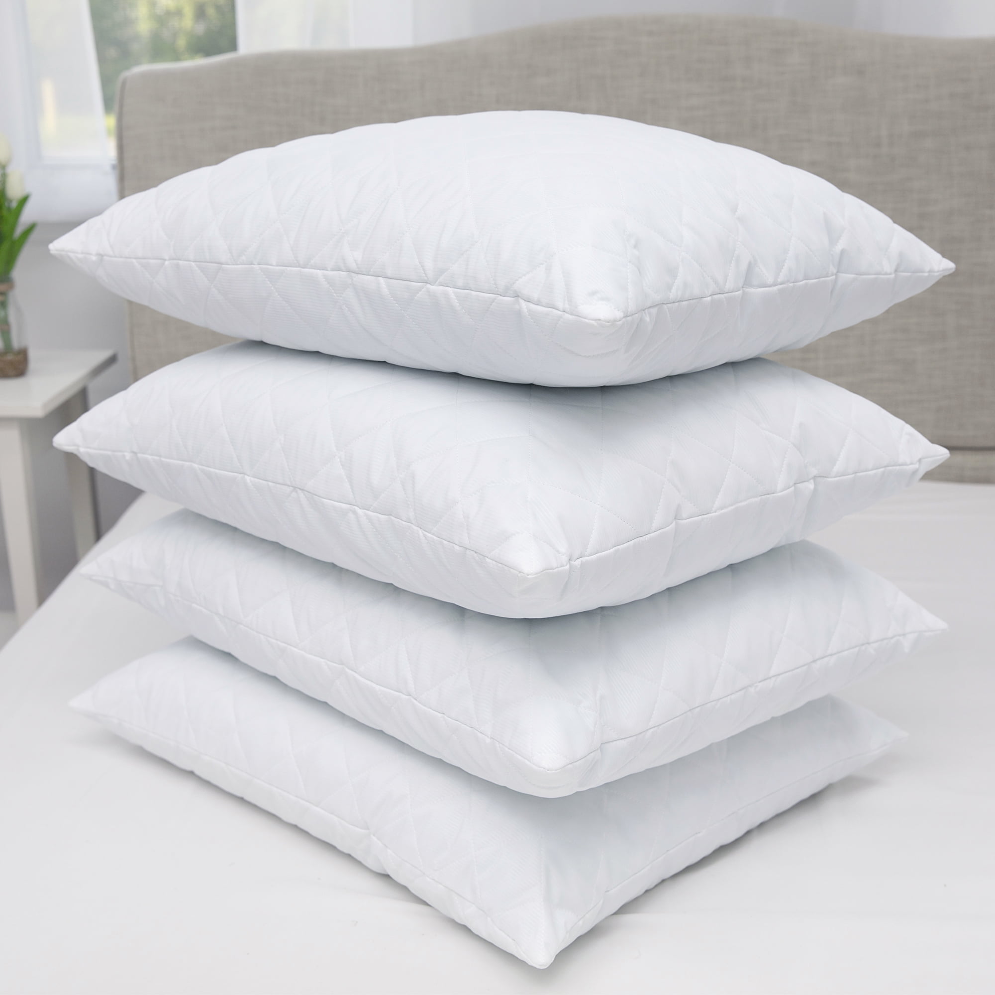 Sensorpedic Quilted Cluster Pillows Jumbo White Soft Tex 30007