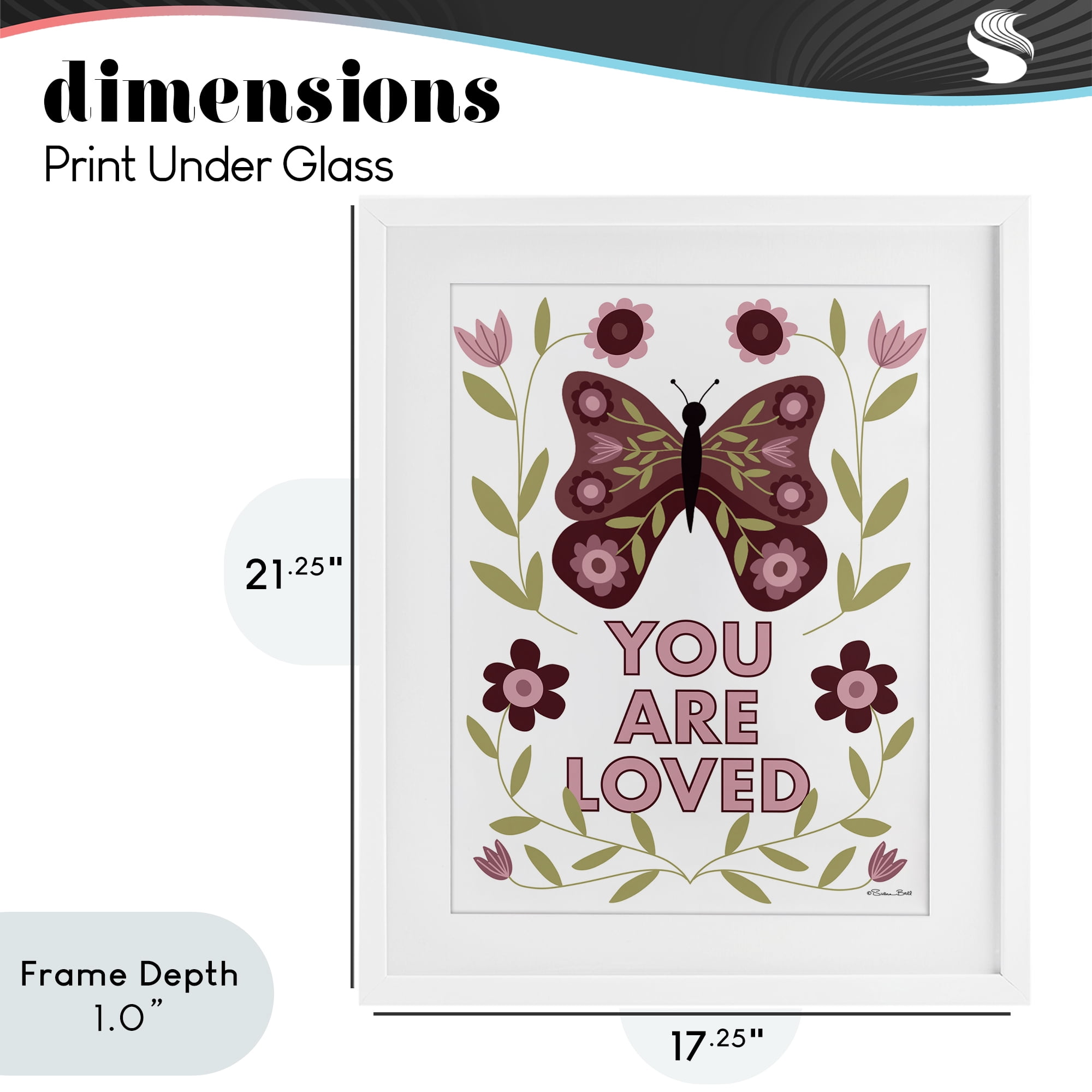 Stupell Industries You Are Loved Symmetrical White Framed Print Under Glass, design by Susan Ball