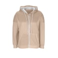 thumbnail image 5 of Full Zip up Hoodie for Women Oversized Long Sleeve Sweatshirts Fall Outfits Casual Fashion Jackets with Pocket New Fall Jackets for Women Plus Size Beige L, 5 of 9