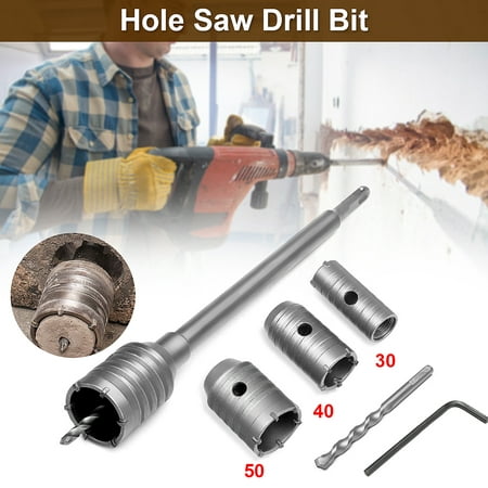 30/40/50mm SDS Drill Bit Hole Saw Set+ Shaft Cutter For Impact Wall Brick