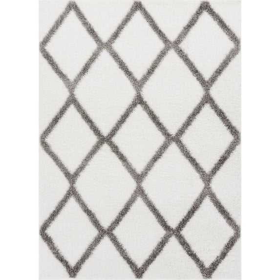 Well Woven Luxy Soft and Plush Moroccan Trellis Shag Modern Area Rug Luster Pile Dense Plush Carpet