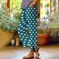 thumbnail image 2 of UVEASISHA Womens Polka Dot Cropped Pants Elastic Waist Wide Leg Pants Casual Straight Split Hem Trousers Summer Beach Vacation Gauze Pants Light Blue XXL, 2 of 7