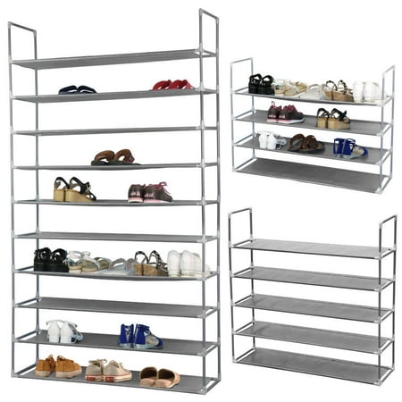 - Zimtown 50 Pairs Shoe Rack Shelf Holder Unit Stand Organizer Portable 10 Tier Grey