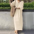 thumbnail image 2 of B91xZ Robe Printemps Été Patchwork Col Rond Manches Courtes Pull Fluide Plissé Mini Robe, Kaki S, 2 of 5