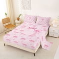 thumbnail image 2 of Erosebridal Chic Bow Tie Bed Sheets For Kids Girls,Pink Letter I Initial Lettering King Sheets 4 Pieces, 2 of 6