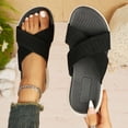 thumbnail image 3 of Rokment Womens Orthopedic Memory Foam Beach Slip on Sandals Summer Fashion Comfortable Mesh Crooss Band Platform Wedge Low Heel Walking Slides Casual Flat Slippers Black Size 9, 3 of 8