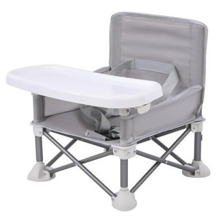 Yoleo Baby High Chair Booster Seat for Dining Table, Adjustable Height Travel Booster Seat with Tray, Grey