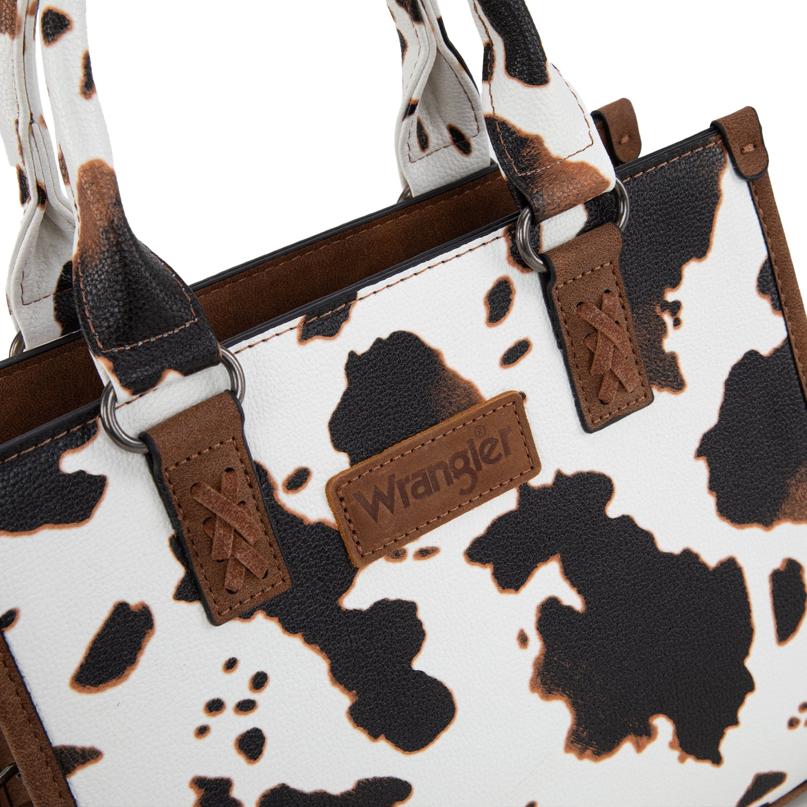 Wrangler Tote Bag for Women Western Retro Purse Top Handle Handbags with Aztec Strap, Cow-Brown
