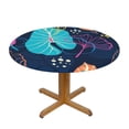 thumbnail image 2 of YFYANG Round Fitted Table Cloth, Waterproof Abstract Leaf Line Texture Pattern Polyester Table Cover, Indoor Outdoor Decorative Tablecloths with Elastic Edge, 2 of 7