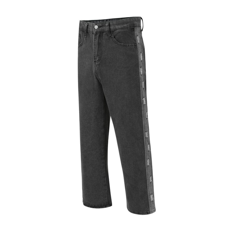 WANYNG pants for men Plus-Size Loose Jeans Street Wide Leg Trousers Pants  mens fall fashion 2022 Black 2XL 