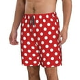 thumbnail image 2 of Kll Red Polka Dot Men'S Casual Summer Beach Shorts Hawaiian Shorts With Pockets-Large, 2 of 9
