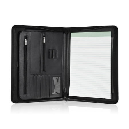 Zippered Multifunctional A4 Portfolio Professional Padfolio File Organizer with  Writing Pad Card Pockets for Businessmen Manager Sales (Ubuntu Best File Manager)