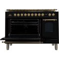 thumbnail image 3 of Ilve UPN150FDMPN Nostalgie Series 60 Inch Dual Fuel Convection Freestanding Range, 8 Sealed Brass Burners, 5.99 cu. ft. Total Oven Capacity in Glossy Black, Brass Trim (Natural Gas), 3 of 3