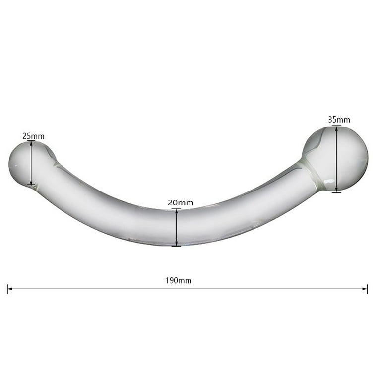 Glass Dildo Sex Toy G-Spot Crystal Clear Bar Prostate Gay Anal Massage Wand  Bent