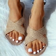 thumbnail image 1 of Sandalias planas recortadas de lino tejidas trenzadas informales de verano a la moda para mujer Wmkox8yii  hj789, 1 of 6