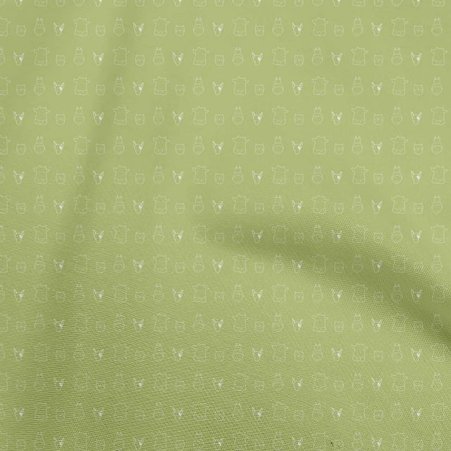 oneOone Velvet Light Green Fabric Cat & Cow For Kids Craft Projects Decor Fabric Printed By The Yard 58 Inch Wide