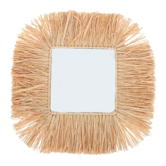 1Pc Straw Braid Mirror Makeup Mirror Wall Hanging Mirror Innovative Art Decoration