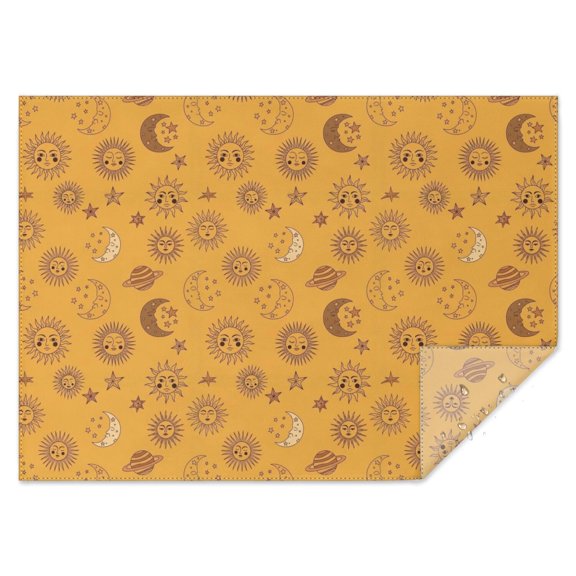 Orange Sun Moon Star Planet Pattern Rectangle Tablecloth 60"x84",Waterproof Polyester Rectangle Table Cloth, Wipeable Spillproof Polyester Tablecloth for Dining, Camping, Indoor and Outdoor