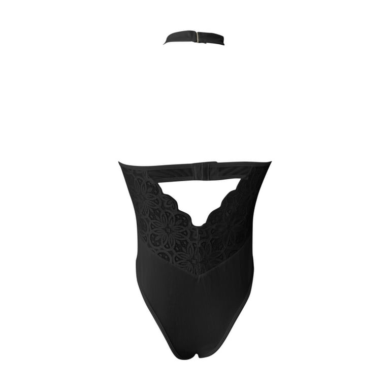 SHEIN Frenchy Women's Plus Size Front Button Black Bodysuit