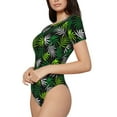 thumbnail image 2 of Balery Tropical Leaves1 Women's Short Sleevee Crew Neck Bodysuit Tops Short Sleeve Tops Basic-Small, 2 of 9