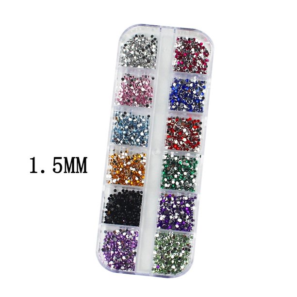 3000 Uds. Caja de diamantes de imitación de cristal con parte posterior plana para decoración de uñas, diamantes deslumbrantes de 1,5mm y 2,0mm, punta de manicura Strass, decoración 3D Tan Jianjun unisex