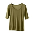 thumbnail image 2 of Fiudx Ofertas y Liquidaciones Camiseta de Manga Corta de Color Sólido Suelta Informal de Moda para Mujer Top de Manga Corta, 2 of 6