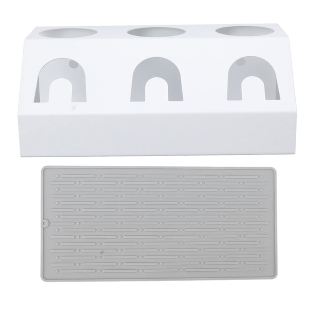 Soporte para botellas de refresco con 3 agujeros, escurridor, accesorios para refrescos con almohadilla de silicona, color blanco