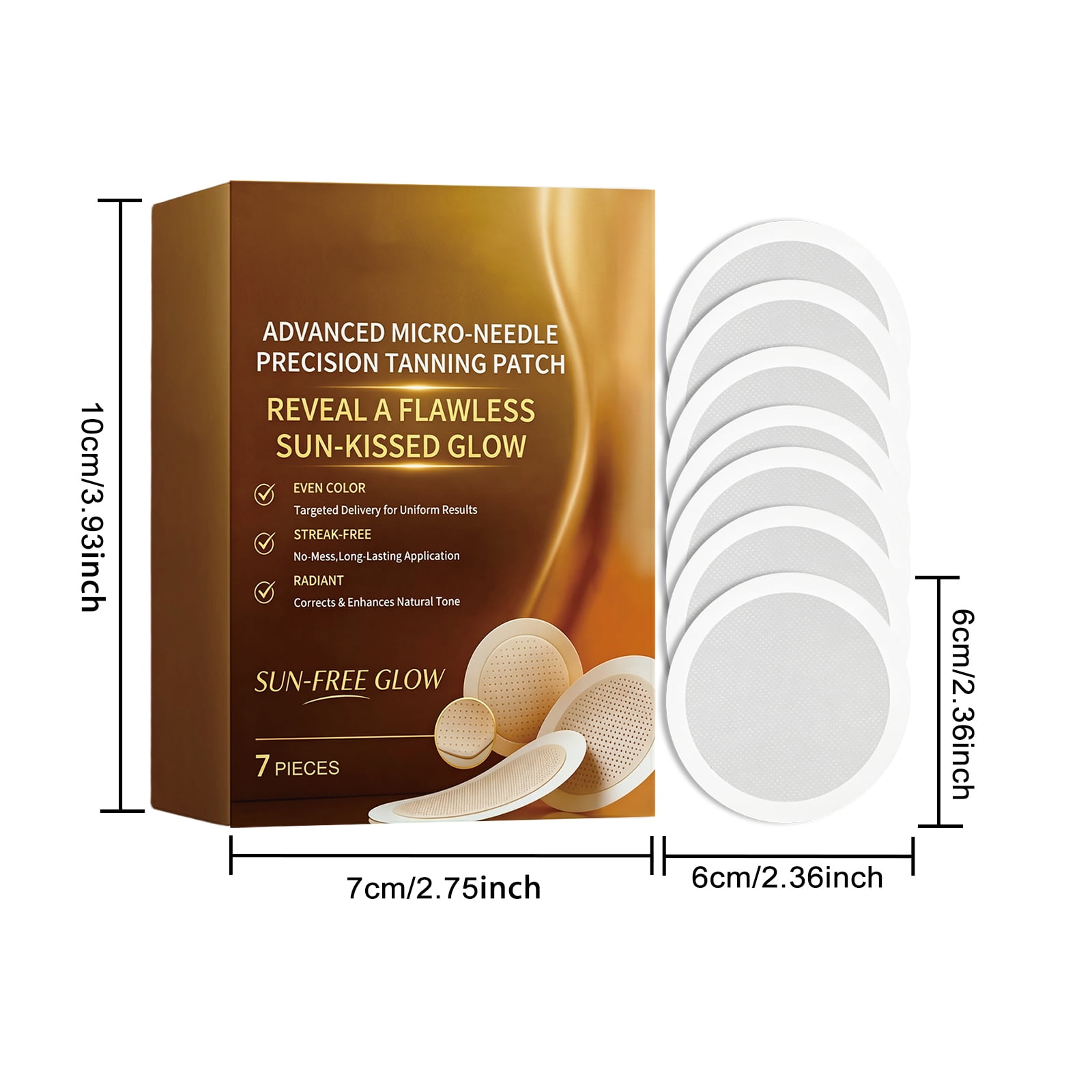 Sun-Free Micro-Needle Self Tanning Patches, Natural Bronze Glow, Hydrating, Streak-Free, Suitable for All Skin Types