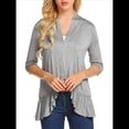 thumbnail image 3 of Cárdigan Informal de Cuartos para Mujer, Moderno Cárdigan Abierto por Delante. Gris XXL, 3 of 8