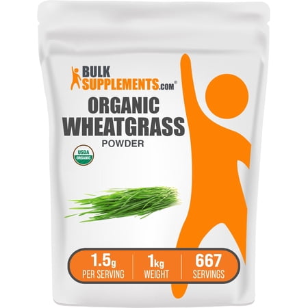 BulkSupplements Organic Wheatgrass Powder - 1.5g per Serving - 1 Kilogram (2.2 lbs) - 667 Servings