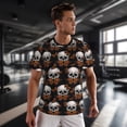 thumbnail image 3 of Wukai Butterfly Skull Print Men's Short-Sleeved Mesh T-Shirt,Quick-Dry Short Sleeve Workout T-Shirt-XX-Large, 3 of 8