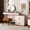 Pale Pink, variant on Lartis Makeup Vanity with Stool, Very Easy to Assemble,Retractable TV Cabinet Combination, Dressing Table Desk in one, Super Storage