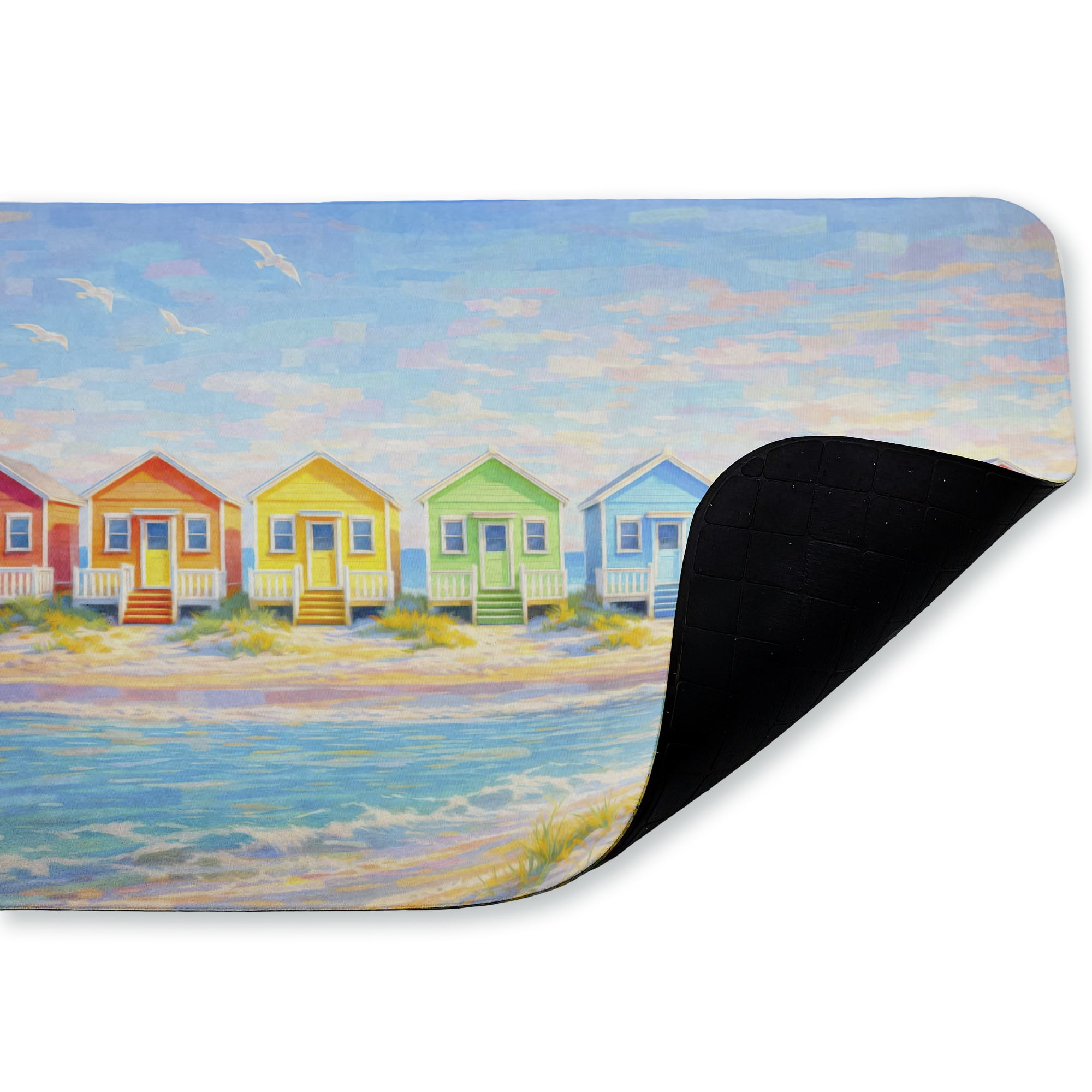 Stupell Industries Rainbow of Beach Cottages Printed Anti-Fatigue Floor Mat, design by Ziwei Li
